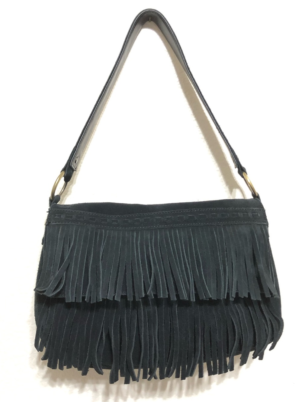 Guess black  Suede Fringe Shoulder Bag